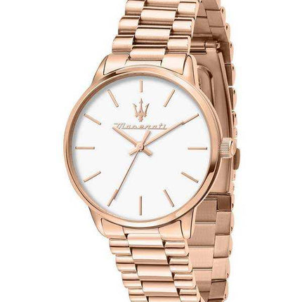 Orologio Maserati Royale Rose Gold Tone in acciaio inossidabile quadrante bianco al quarzo R8853147506 Orologio da donna