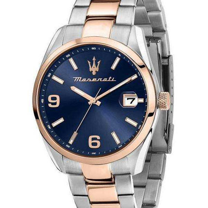 Orologio da uomo Maserati Attrazione Two Tone in acciaio inossidabile con quadrante blu al quarzo R8853151006