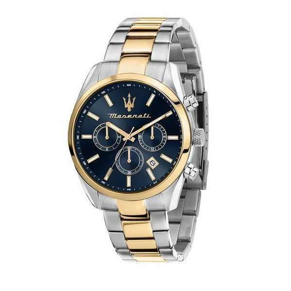 Orologio da uomo Maserati Attrazione in edizione limitata, cronografo bicolore in acciaio inossidabile, quadrante nero, quarzo R