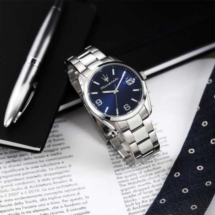 Orologio da uomo Maserati Attrazione in acciaio inossidabile quadrante blu al quarzo R8853151013