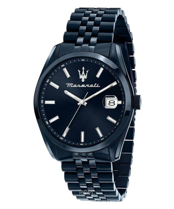 Orologio da uomo Maserati Attrazione in acciaio inossidabile con quadrante blu Sunray al quarzo R8853151016