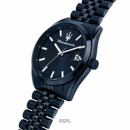 Orologio da uomo Maserati Attrazione in acciaio inossidabile con quadrante blu Sunray al quarzo R8853151016