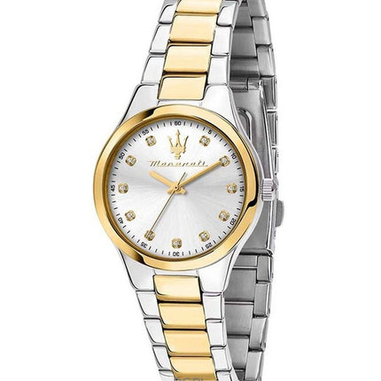 Orologio da donna Maserati Attrazione Two Tone in acciaio inossidabile con quadrante Sunray argentato al quarzo R8853151505