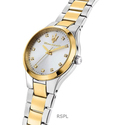 Orologio da donna Maserati Attrazione Two Tone in acciaio inossidabile con quadrante Sunray argentato al quarzo R8853151505
