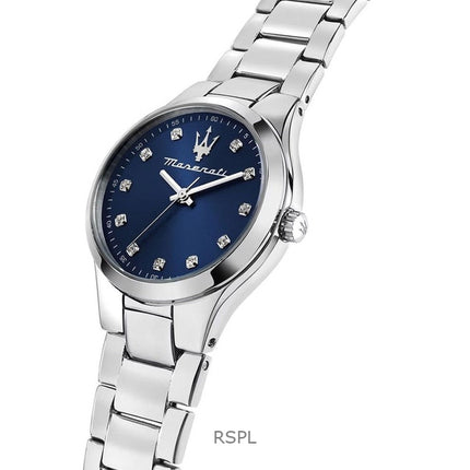 Orologio da donna Maserati Attrazione in acciaio inossidabile con quadrante blu Sunray al quarzo R8853151506