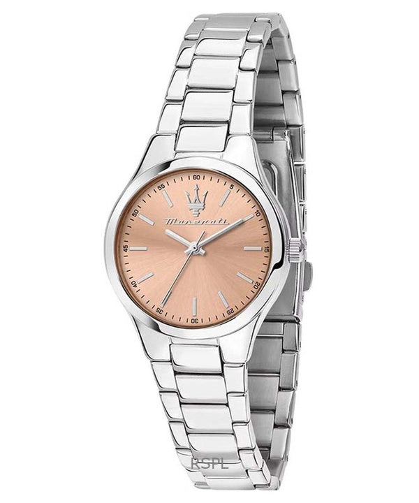 Orologio da donna Maserati Attrazione in acciaio inossidabile con quadrante Sunray in oro rosa al quarzo R8853151507