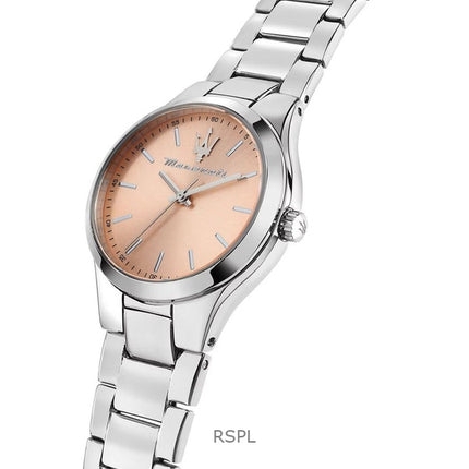 Orologio da donna Maserati Attrazione in acciaio inossidabile con quadrante Sunray in oro rosa al quarzo R8853151507