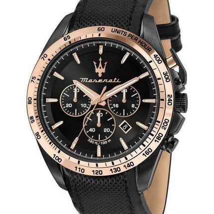 Orologio da uomo Maserati Traguardo cronografo cinturino in pelle quadrante nero quarzo R8871612036 100M