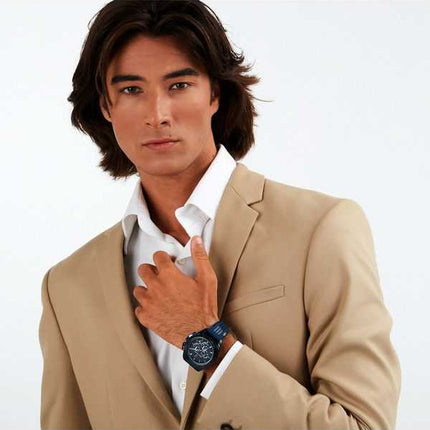 Orologio da uomo Maserati Traguardo cronografo in edizione limitata cinturino in caucciù quadrante blu al quarzo R8871612042 100