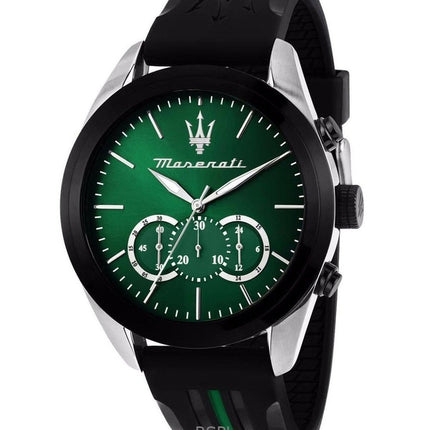 Maserati Traguardo Cronografo Cinturino in Gomma Quadrante Verde Sunray Quarzo R8871612043 100M Orologio da Uomo