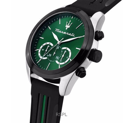 Maserati Traguardo Cronografo Cinturino in Gomma Quadrante Verde Sunray Quarzo R8871612043 100M Orologio da Uomo