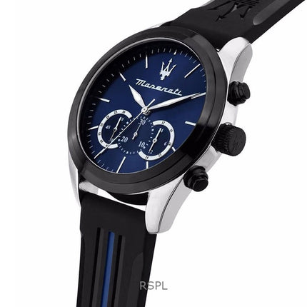 Maserati Traguardo Cronografo Cinturino in Gomma Quadrante Blu Sunray Quarzo R8871612044 100M Orologio da Uomo