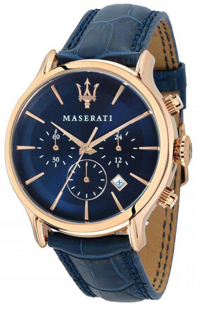 Maserati Epoca cronografo quadrante blu cinturino in pelle quarzo R8871618013 100M orologio da uomo
