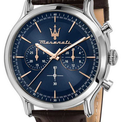 Maserati Epoca cronografo quadrante blu cinturino in pelle quarzo R8871618014 100M orologio da uomo