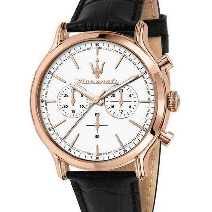 Maserati Epoca cronografo cinturino in pelle quadrante bianco quarzo R8871618016 100M orologio da uomo
