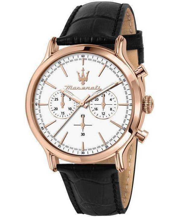 Maserati Epoca cronografo cinturino in pelle quadrante bianco quarzo R8871618016 100M orologio da uomo