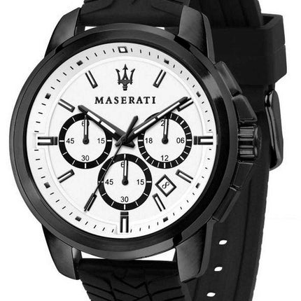 Maserati Successo cronografo quadrante bianco cinturino in silicone quarzo R8871621010 orologio da uomo