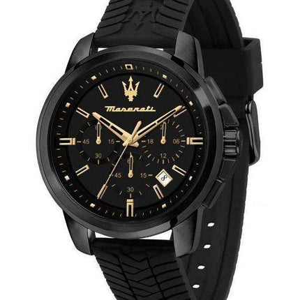 Orologio da uomo Maserati Successo cronografo cinturino in silicone quadrante nero quarzo R8871621011