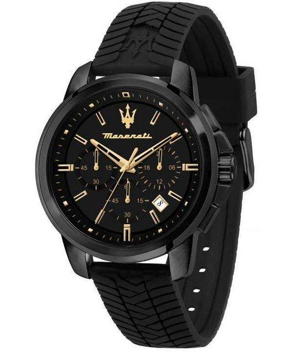 Orologio da uomo Maserati Successo cronografo cinturino in silicone quadrante nero quarzo R8871621011