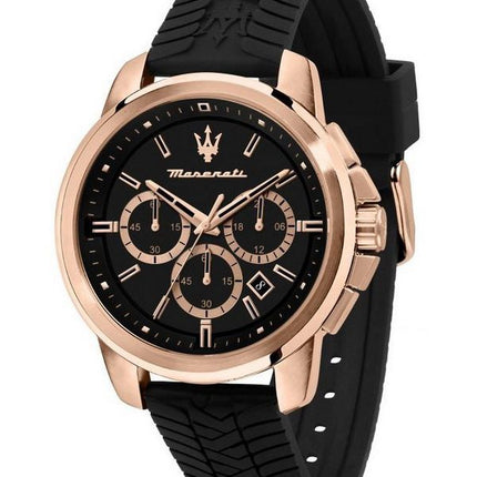 Maserati Successo cronografo cinturino in silicone quadrante nero quarzo R8871621012 orologio da uomo