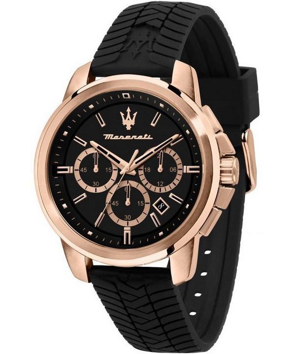 Maserati Successo cronografo cinturino in silicone quadrante nero quarzo R8871621012 orologio da uomo