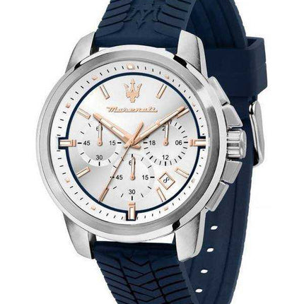 Orologio da uomo Maserati Successo cronografo cinturino in silicone quadrante argento quarzo R8871621013