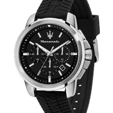Maserati Successo cronografo cinturino in silicone quadrante nero quarzo R8871621014 100M orologio da uomo