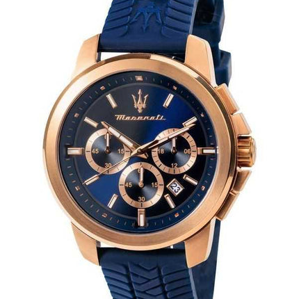 Orologio da uomo Maserati Successo Lifestyle cronografo cinturino in caucciù quadrante blu al quarzo R8871621034