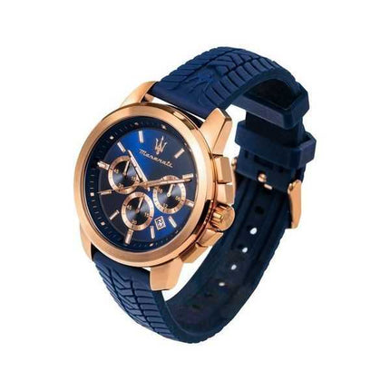 Orologio da uomo Maserati Successo Lifestyle cronografo cinturino in caucciù quadrante blu al quarzo R8871621034