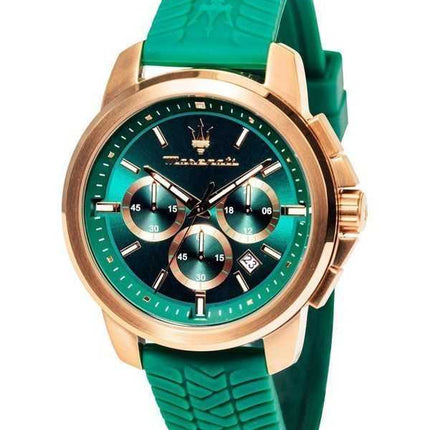 Orologio da uomo Maserati Successo Lifestyle cronografo cinturino in caucciù quadrante verde al quarzo R8871621038
