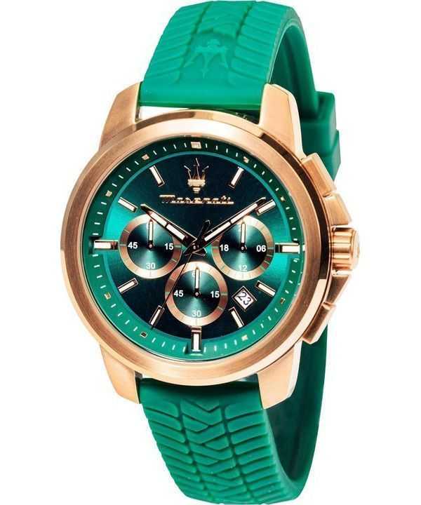 Orologio da uomo Maserati Successo Lifestyle cronografo cinturino in caucciù quadrante verde al quarzo R8871621038