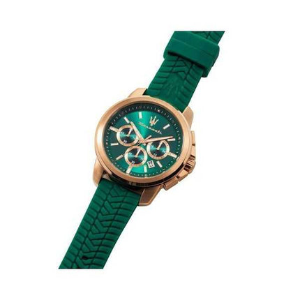 Orologio da uomo Maserati Successo Lifestyle cronografo cinturino in caucciù quadrante verde al quarzo R8871621038