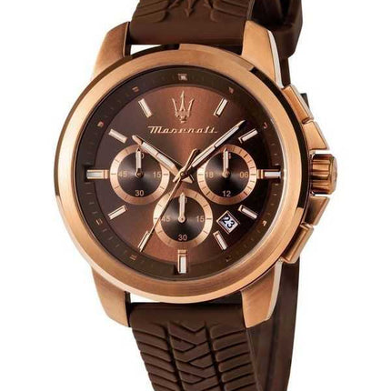 Orologio da uomo Maserati Successo Lifestyle cronografo cinturino in caucciù quadrante marrone al quarzo R8871621039