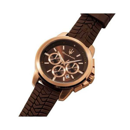 Orologio da uomo Maserati Successo Lifestyle cronografo cinturino in caucciù quadrante marrone al quarzo R8871621039