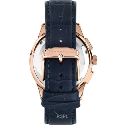 Maserati Sorpasso Cronografo Cinturino in Pelle Quadrante Blu Sunray Quarzo R8871624009 100M Orologio da Uomo