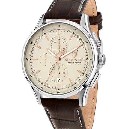 Maserati Sorpasso Cronografo Cinturino in Pelle Quadrante Beige Quarzo R8871624010 100M Orologio da Uomo