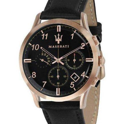 Orologio da uomo Maserati Ricordo Cronografo cinturino in pelle quadrante nero quarzo R8871625004