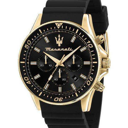 Maserati Sfida cronografo cinturino in silicone quadrante nero quarzo R8871640001 100M orologio da uomo