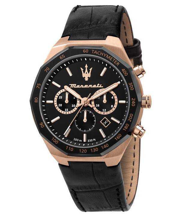 Orologio da uomo Maserati Stile Cronografo quadrante nero opaco al quarzo R8871642001 100M