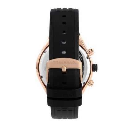Orologio da uomo Maserati Stile Cronografo cinturino in caucciù quadrante scheletrato nero al quarzo R8871642003 100M