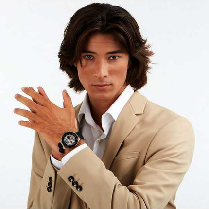 Orologio da uomo Maserati Stile Cronografo cinturino in caucciù quadrante scheletrato nero al quarzo R8871642003 100M