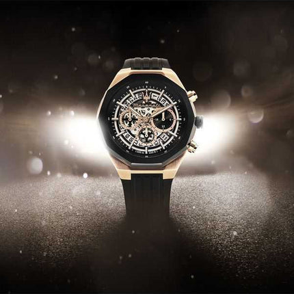 Orologio da uomo Maserati Stile Cronografo cinturino in caucciù quadrante scheletrato nero al quarzo R8871642003 100M