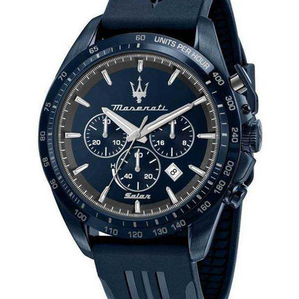 Orologio da uomo Maserati Traguardo cronografo quadrante blu cinturino in caucciù al quarzo R8871649001 100M