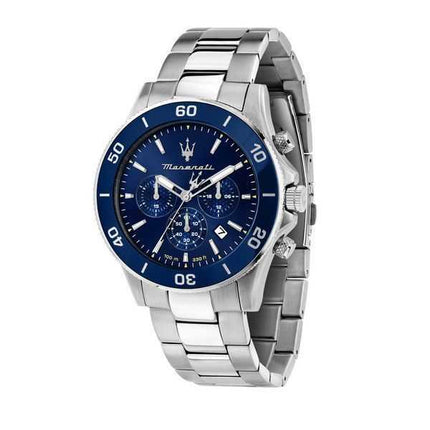 Orologio da uomo Maserati Competizione cronografo in acciaio inossidabile quadrante blu al quarzo R8873600002 100M