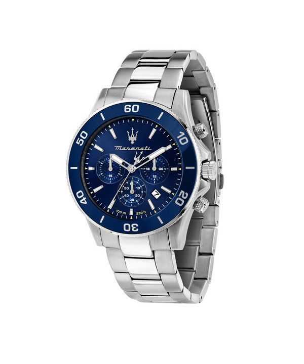 Orologio da uomo Maserati Competizione cronografo in acciaio inossidabile quadrante blu al quarzo R8873600002 100M