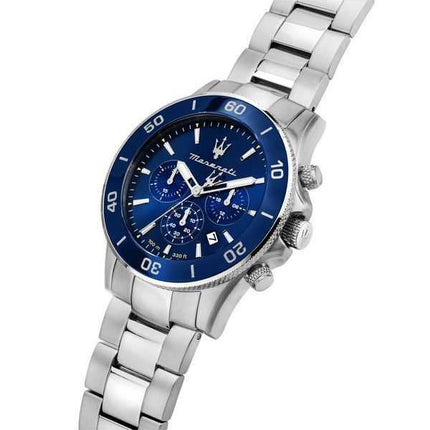 Orologio da uomo Maserati Competizione cronografo in acciaio inossidabile quadrante blu al quarzo R8873600002 100M