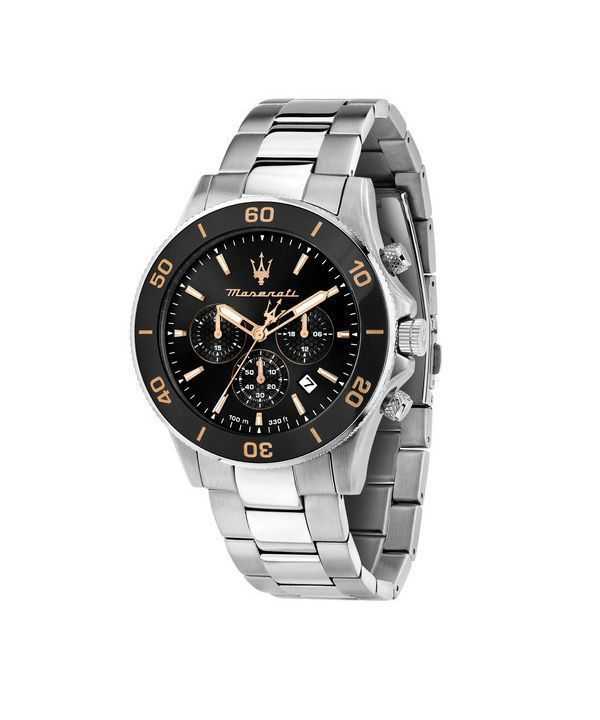 Orologio da uomo Maserati Competizione cronografo in acciaio inossidabile quadrante nero al quarzo R8873600003 100M