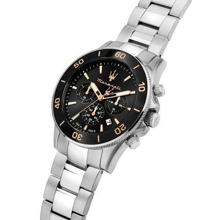 Orologio da uomo Maserati Competizione cronografo in acciaio inossidabile quadrante nero al quarzo R8873600003 100M