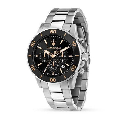 Orologio da uomo Maserati Competizione cronografo in acciaio inossidabile quadrante nero al quarzo R8873600003 100M