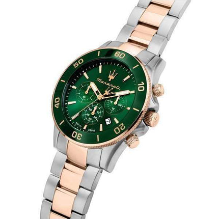 Orologio da uomo Maserati Competizione cronografo bicolore in acciaio inossidabile quadrante verde al quarzo R8873600004 100M